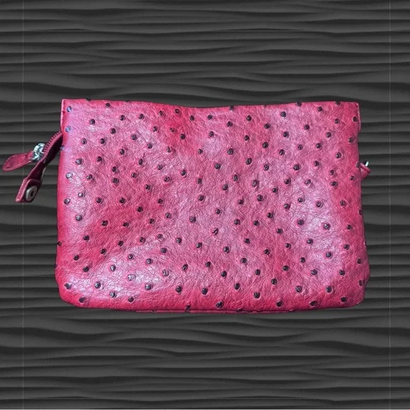 Giani Bernini Embossed Faux Ostrich Crossbody/Wristlet Clutch/Wallet - Picture 2 of 9